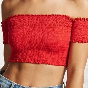 Forever 21 Red Smocked Top